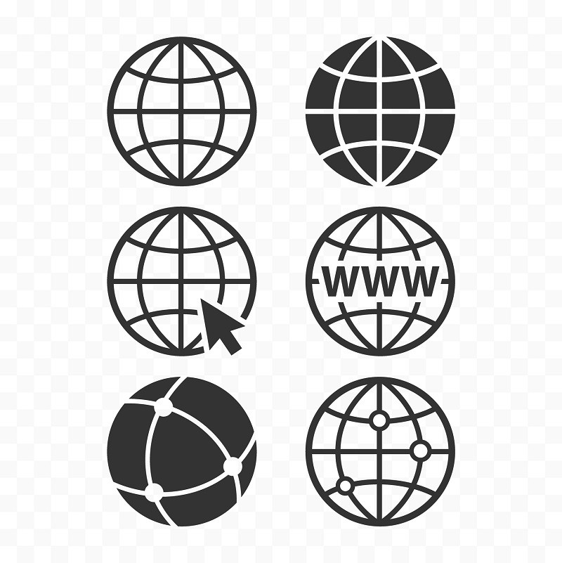 Logos of world wide web globes.