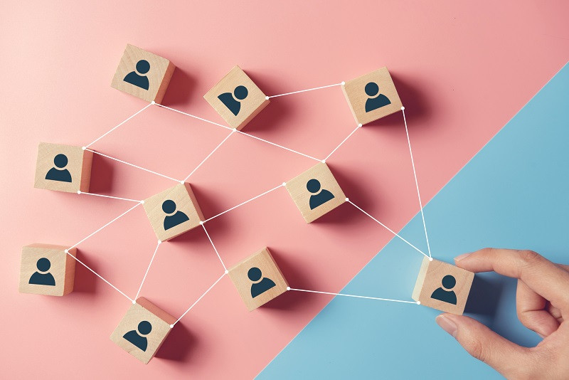 A block of connected people.