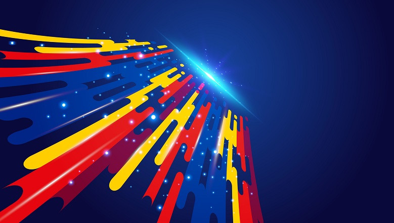 Colors converting into a light in space.