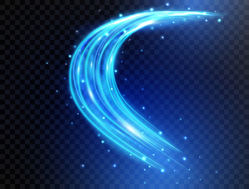 A blue digital swirl.