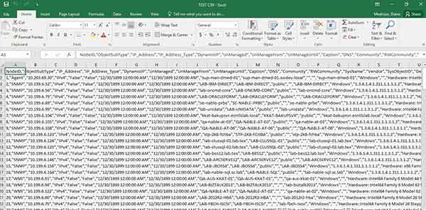 A group of data in a spreadsheet.