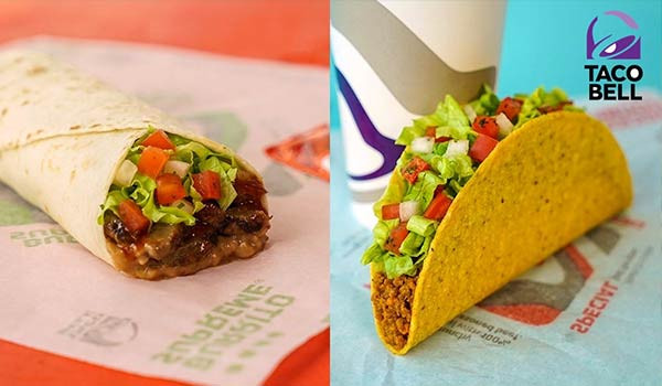 A couple different Taco Bell food items.
