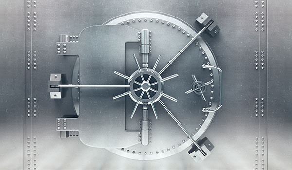 A large, steel security vault.