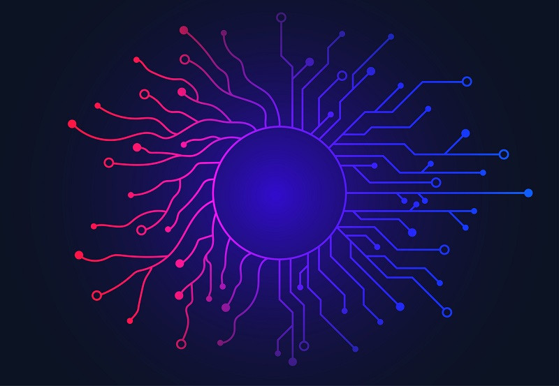 A digital sun detailed.