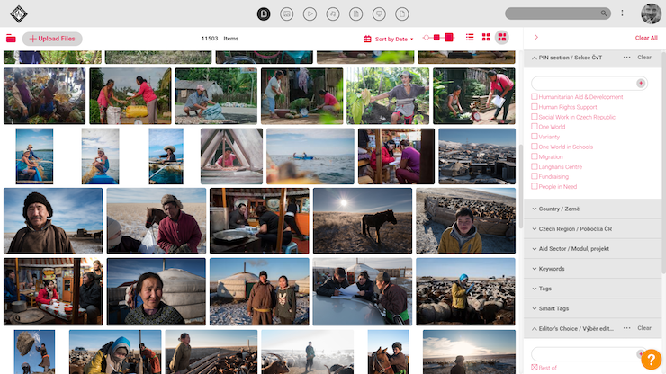 Screenshot of the Canto media library of People in Need.