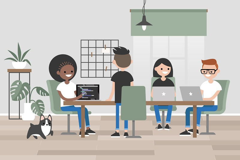 A group of workers at a table.