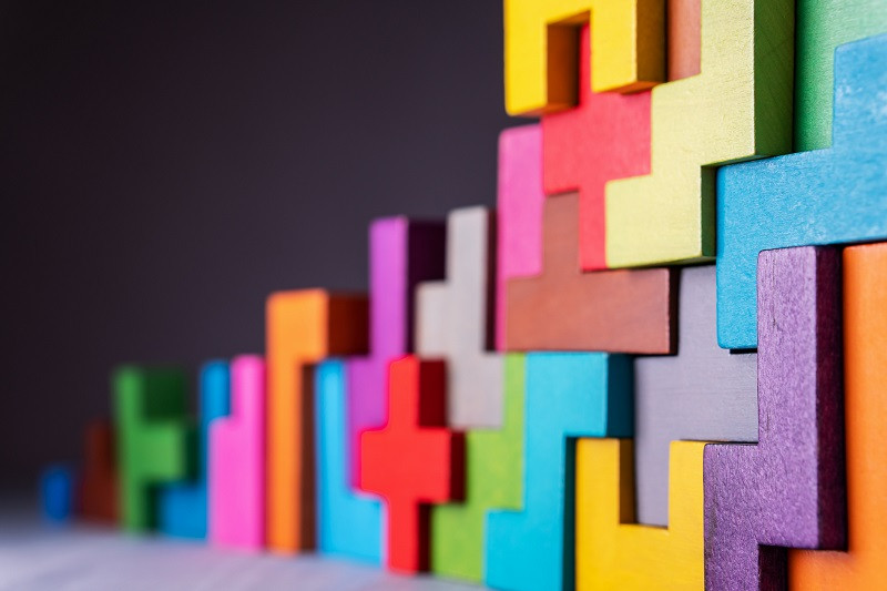 Puzzle blocks placed on top of each other.