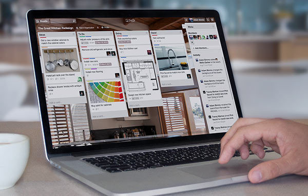 image of trello on a laptop screen as an example of software that supports workflow