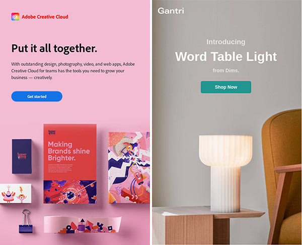 Email designs with bright CTA colors