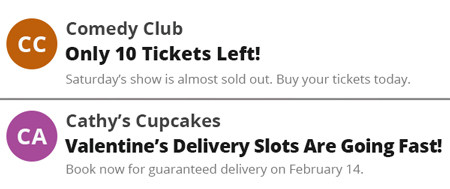 Email subject lines conveying scarcity.