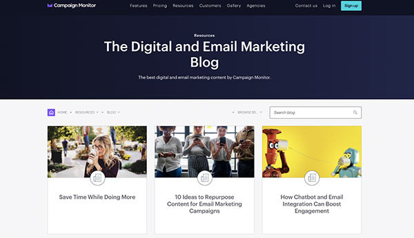 Screenshot of the Campaign Monitor blog.