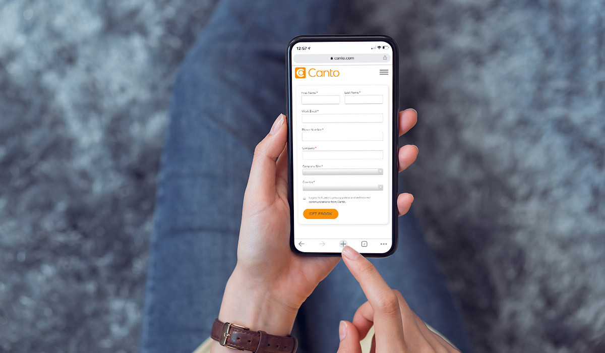 Email capturing form on a phone display.