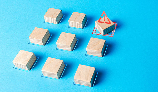 Blocks in a row with one error.