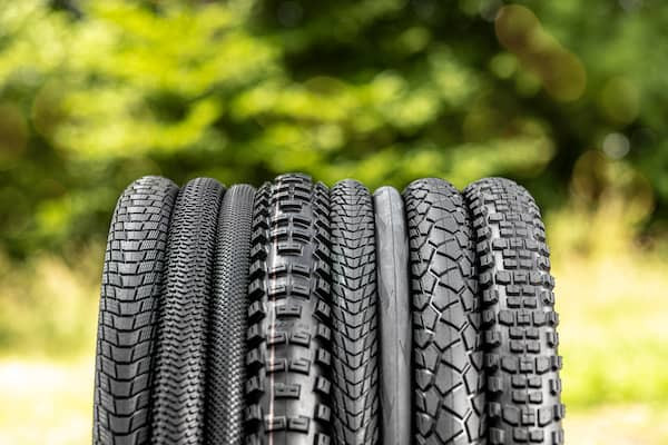 Schwalbe brand bicycle tires with different profiles.