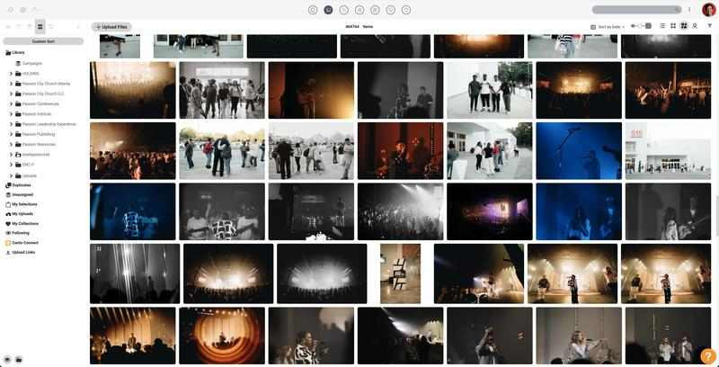 A screenshot of the Canto media library of Passion City Church.