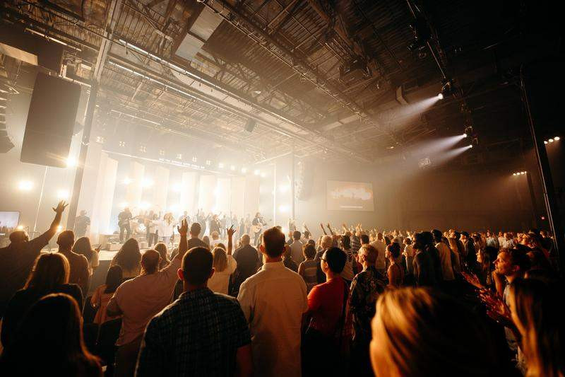People gathered at an event at Passion City Church.