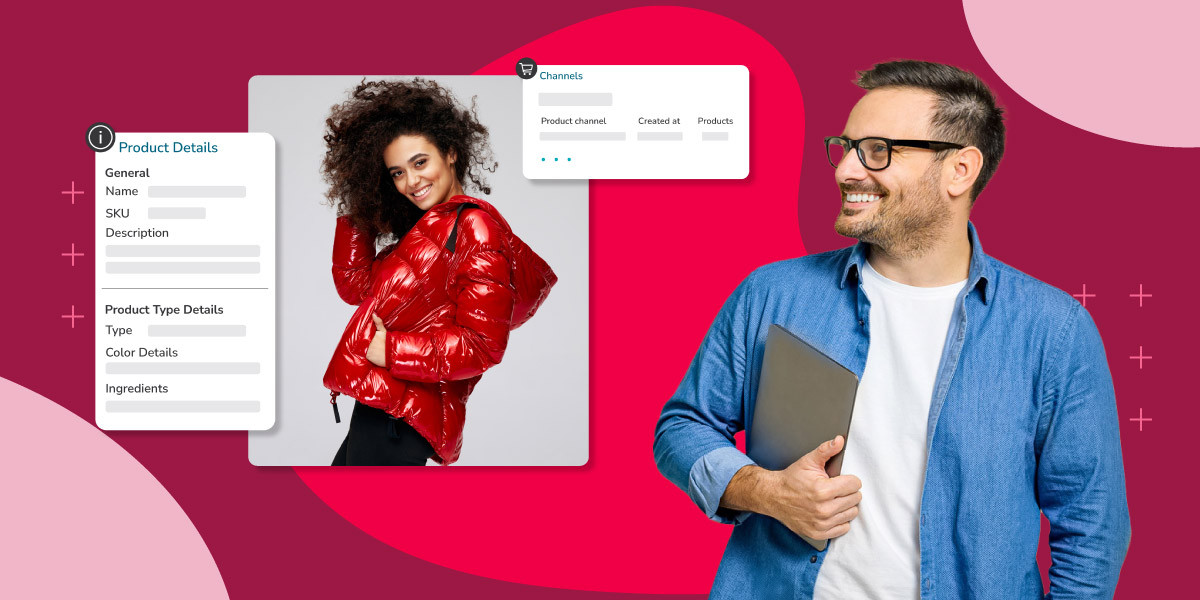 Information for a product listing shown on a pink background.