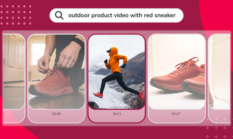 AI search retrieving a video clip featuring a runner wearing red sneakers