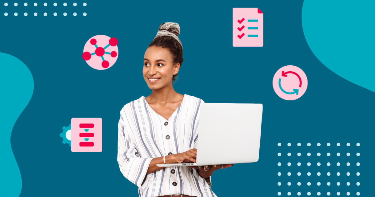 Woman holding laptop
