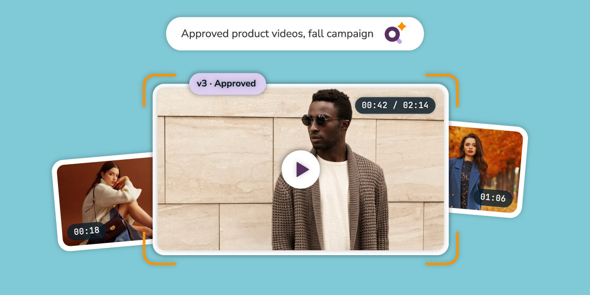 Video content management software library with search results for approved fall campaign product videos